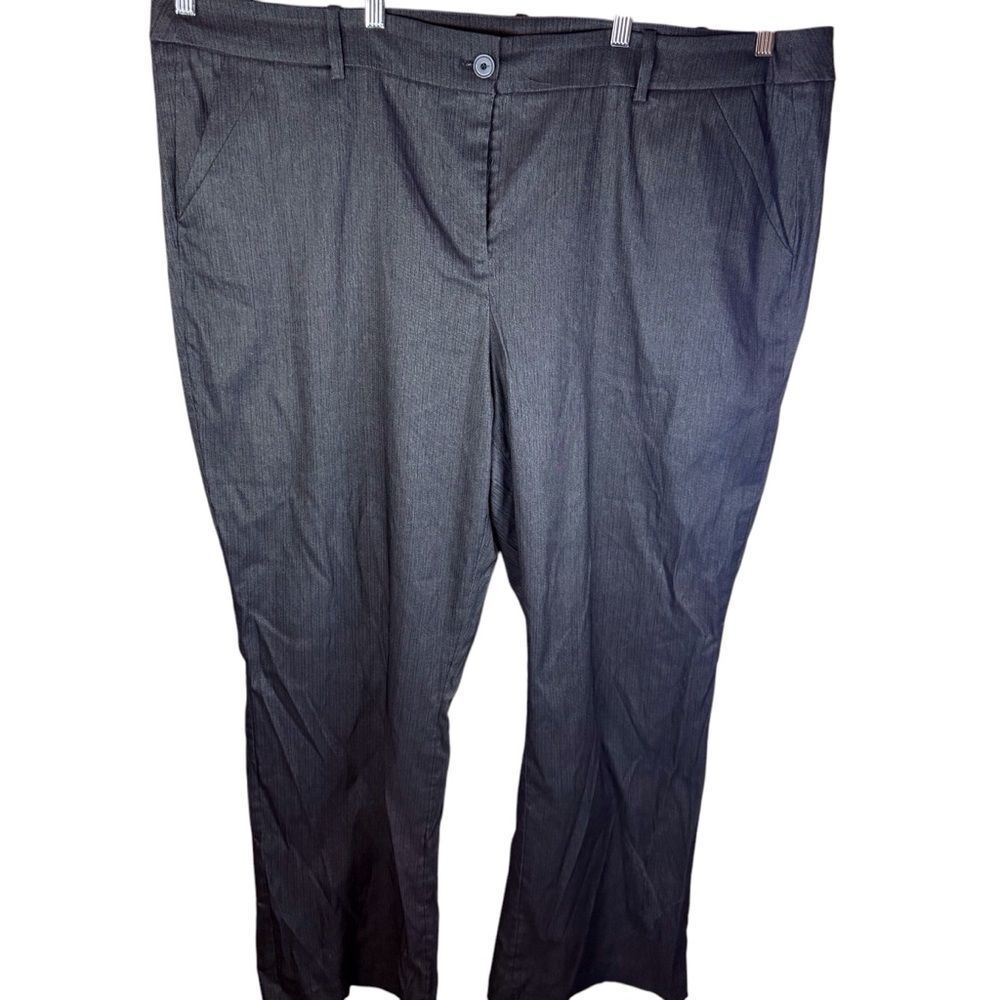 Lane Bryant Plus Size 28 Charcoal Pleated Wide‎ Leg Trousers Pockets Office